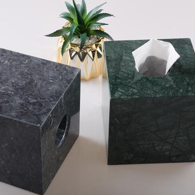 China Modern Square Bathroom Marble Raw Paper Towel Holder Marble Tissue Paper Promotional Box For Restaurant for sale