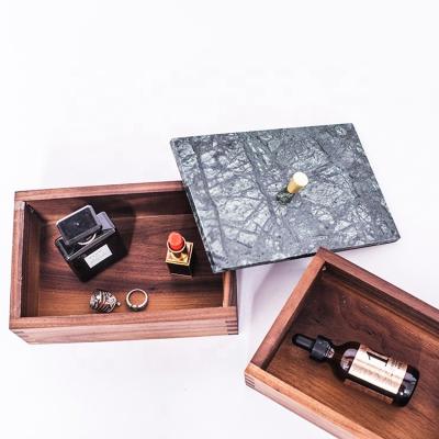 China Wholesale Luxury Cheap Simple Wooden Hotel Home Restaurant Jewelery Packaging Box Display Gift Jewelry Box With Marble Cover for sale