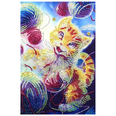 China Modern Special Shape Diamond Painting Custom Photo of Cartoon Cat 5D Crystal Diamond Painting DIY for sale