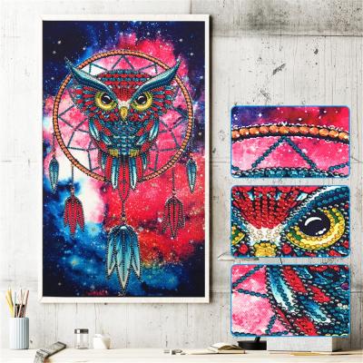 China Modern Special Shape Diamond Painting Custom Photo of Owl Wind Chimes 5D Crystal Diamond DIY for sale