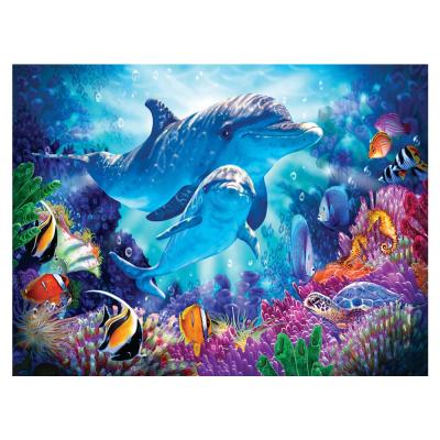 China Modern 5D Diamond Painting Cross Full Circle Diamond Painting Undersea Dolphin DIY Diamond Embroidery Home Decoration Mural for sale