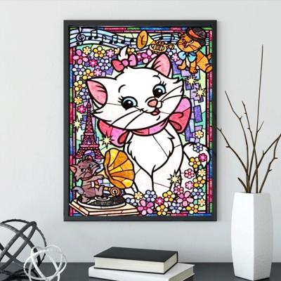 China Full Round 5D Impressionist Diamond Painting Cartoon Kitten DIY Home Decoration Diamond Embroidery for sale