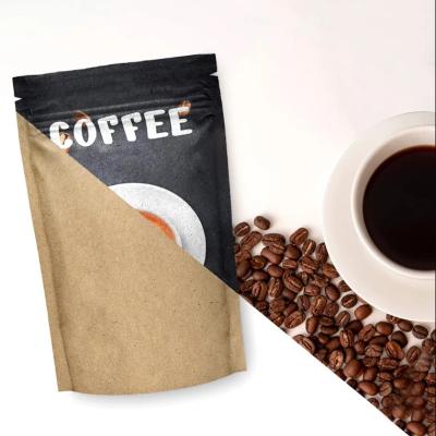 China Moisture Smell Proof Chips Cookie Snack Food Pouch Bag Kraft Paper Stand Up Zip Lock Pouch For Coffee Packaging Bag for sale