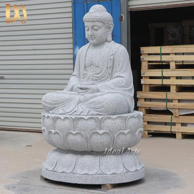 China Modern Custom Hand Carved Stone House Stone Sitting Buddha Statue Smiling Carving for sale