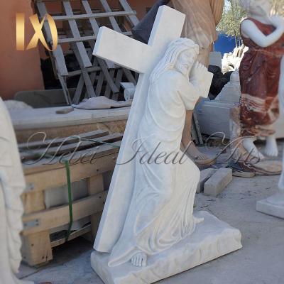 China Modern Ideal Statue And Granite Arts Catholic Religion Large Jesus Cross Marble Sculpture for sale