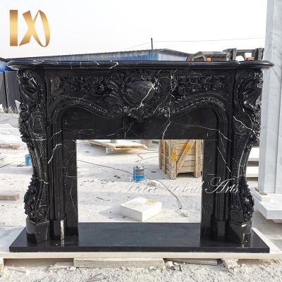 China Modern Ideal English Style Black Marble Fireplace Arts Surround Black Antique Stone Fireplace For Sale for sale