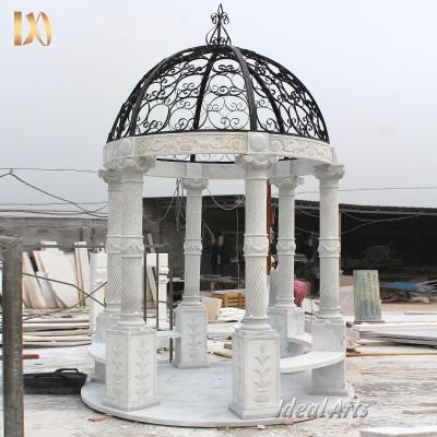 China Park Ideal Arts Outdoor Marble Pergola For Sale Roman Style Clear Dome White Marble Gazebo Large For for sale