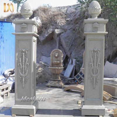 China Solid Ideal Arts Antique Decorative Stone Marble Door Columns Square Pillars for sale