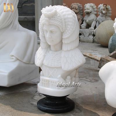 China White Lady Bust Stone Woman Art Sculpture For Sale Modern Ideal Famous Egyptian Bust Marble Statue Arts Marble Queen for sale