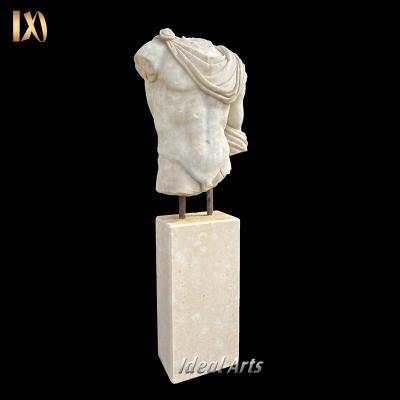 China Modern Ideal Hot Selling Roman Man Bust Marble Male Torso Statue Human Figurine Arts Ornament For Home Decoration for sale