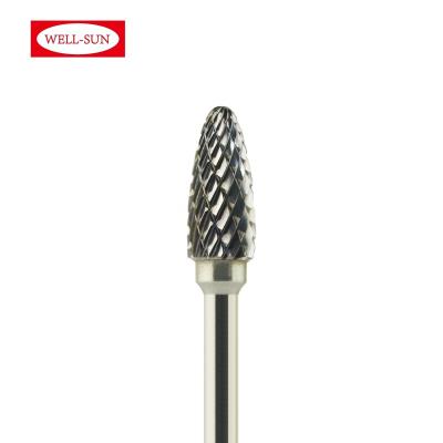 China For Metal Burr Removing /Industry Drill Machine F-06-300193 Factory Wood Shaft Shape Rotary Radius Tungsten Carbide Burrs 3mm Shank Being Cut Metal Working Desk for sale