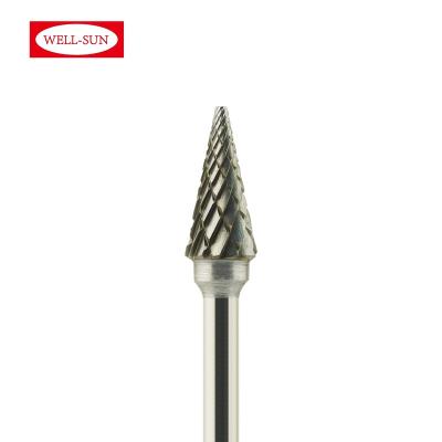 China For Metal Burr Removing /Industry Wood Drill Machine M-06-300199 Factory Cone Shape Rotary Tungsten Carbide Burrs 3mm Shank Removing Metal Working Desk for sale