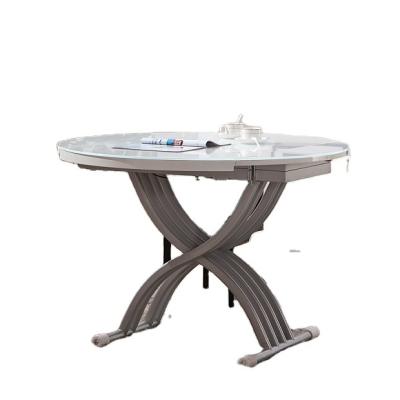 China Manual Vendor Height Adjustable (Height) Round Dining And Study Glass Table for sale