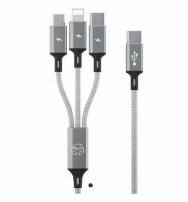 China Mobile Phone Etc.electronic Product Factory Wholesale Data 2.4A USB-C Charging Cable 3 In 1 USB Charging Type-C Fast Cable Charger for sale