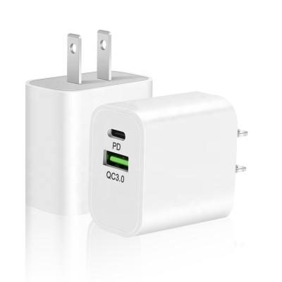 China Wholesale QC 18w 3.0 Palladium+QC Palladium 3.0 Dual USB C Wall Charger Home Travel Phone Charger Adapter 5v 3a Fast Charging Quickly for sale