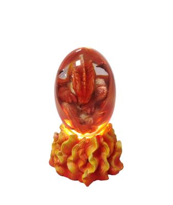 China China Wholesale Creative Luminous Transparent Epoxy Eggs Lava Dragon Eggs Clear Resin Figurine for sale