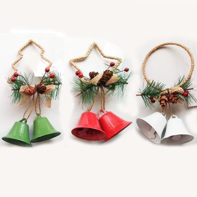 China Europe Set 3pcs Star Shape Iron Christmas Bells Metal Pendant Opens Christmas Decoration Holiday Party Decorative Gift for sale