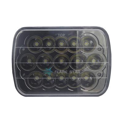 China Black Reflector Lens 5*7 LED Head Drive Drive Die-Casting Aluminum Housing Light, H4 Socket Truck Tractor Automotive 7 Inch Square 45W LED Work Light for sale