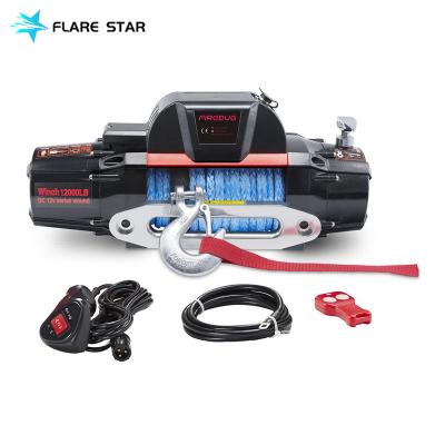 China 12000lbs AUTOMATIC 12V 24V 4WD off road 4x4 car electric winch with synthetic rope / wire rope for sale