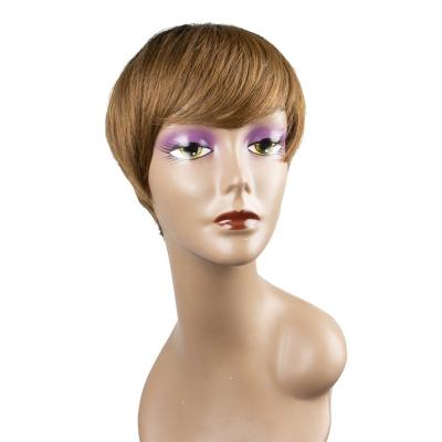 China Short Silky Straight Pixie Bob Cut Wave Human Hair Wigs With Honey Blonde Ombre Color Non Bang Lace Front Wig For Color Women Remy Hair for sale