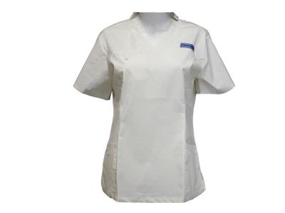 China 160 GSM T/C 55%/42% Spandex3%  White V Neck Short Sleeves Medical Scrubs Medical Uniform for sale