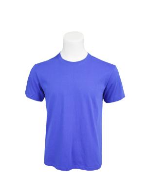 China 100% katoen Gepersonaliseerde de Hals Stevige Blauwe T-shirt van de Mensenbemanning Te koop