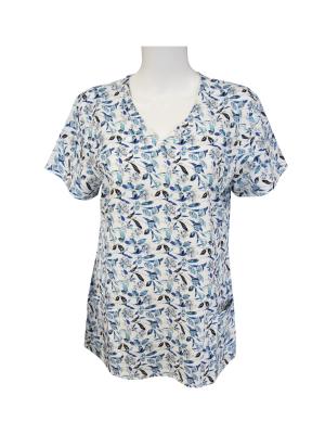 China 125 GSM Medical Uniform Womens Scrub Tops 95% Polyester 5% Spandex for sale