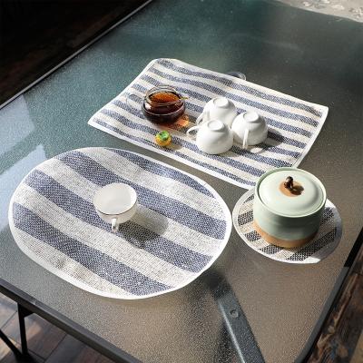 China 100% Handwoven Paper Woven Paper Cup Mat Cup Mat Woven Square Tableware Restaurant Party Wedding Viable for sale