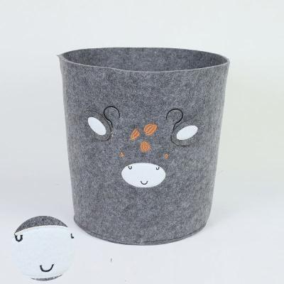 China Eco-Friendly Felt Foldable Cloth Storage Basket Baby Laundry Felt Tissue Storage Sustainable Wholesale Hamper for sale