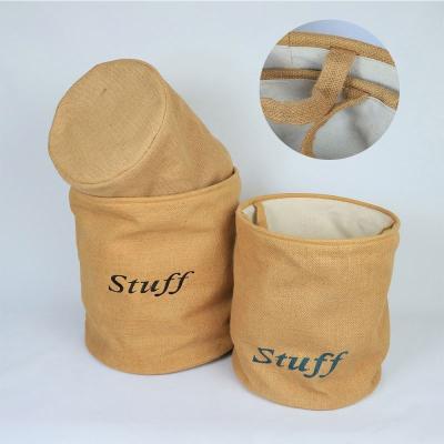 China Viable Hot Sales Modern Bathroom Laundry Jute Storage Basket Organizer Art Crafts Towel Gift Jute Storage Basket With Handle for sale