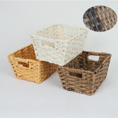 China Viable Decorative Basket Woven Organizer Baskets Plastic Storage Container Laundry Storage Baskets For Living Room for sale