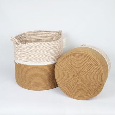 China Customized Toy And Laundry Woven Cotton Rope Blanket Basket Eco-Friendly Folding For Living Room for sale