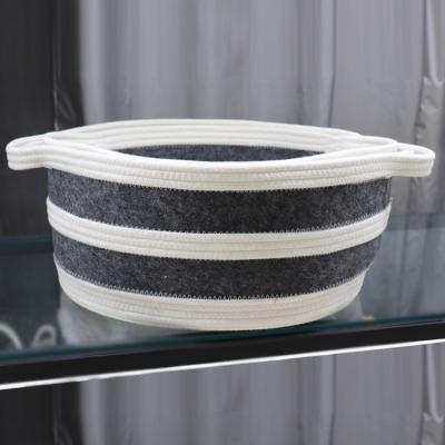 China Small Folding Rope Cotton Storage Basket Toilet Paper Woven Baskets To Organize Foldable Shelf Storage Basket For Bedroom for sale