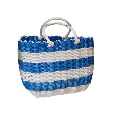 China Best Quality Fashion PP Colorful Beach Plastic Paper Woven Bag Waterproof Handwoven Storage Basket For Fruit Toys for sale