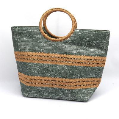 China Wholesale Handmade Hip Hop Beach Woven Around Natural Straw Rattan Shoulder Bag For Women for sale