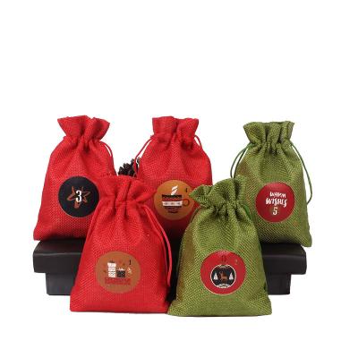 China Eco-Friendly Canvas Reindeer Santa Sacks Christmas Gift Bag Recyclable Drawstring Pouches Personalized Christmas Sack Hot Sales for sale