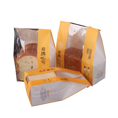 China Wholesale Recyclable Eco-Friendly Custom Logo Printed Kraft Paper Bread Food Packaging Bag Bread Packaging Bag With Window for sale