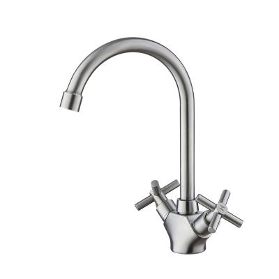 China Rotary Metered Kitchen Faucet SUS304pout Zinc Sink Kitchen Sink Spout Mixer Tap Mixer Sink Faucets High Handle Rotary Cross Neck for sale