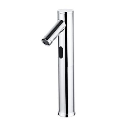 China Sense Faucets Automatic Touchless Basin Mixer Chrome Plating Bathroom Faucet Brass Deck Mounted Motion Sensor Cut Out Faucet for sale