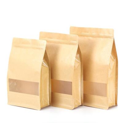 China Kraft Paper Aseptic Flat Bottom Stand Up Pouch With Window And Zip Lock for sale