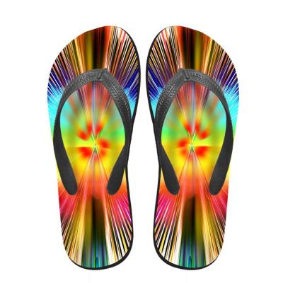 China Custom Rainbow Design Rubber Sole Flip Flops PE Boys And Girls Flip Flop Slippers for sale