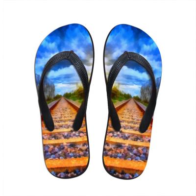 China Custom Logo Printed Rubber Flip Flops Slipper  Soft PE Rubber Material Flip Flop for sale