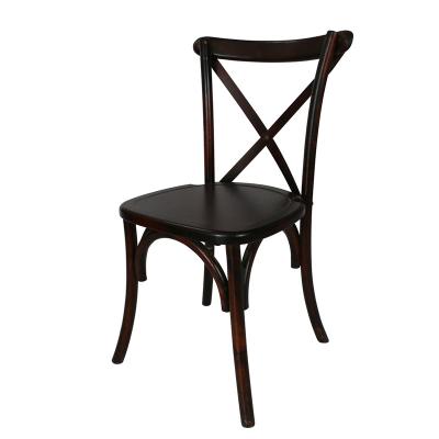 China Wholesale Stackable Wedding Stackable Comfortable Rental Cross Back Wood Chair For Restaurant for sale