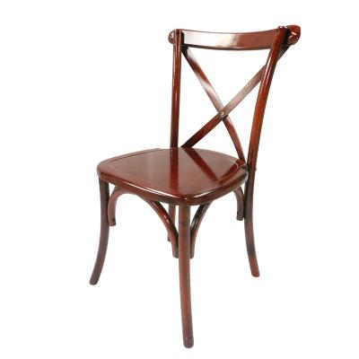 China Wholesale Stackable Popular Natural Crossback Wooden Antique Wedding Back Dining Chairs for sale