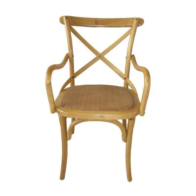 China Wholesale Stackable Solid Wood Crossback Dining Wooden Crossback Rental Wedding Back Chair for sale