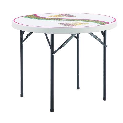 China Factory direct sale white plastic wine table size wedding modern outdoor foldable round portable folding banquet for sale