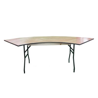 China Wholesale Foldable Serpentine Shape Serpentine Banquet Tables Wood Iron Legs Folding s Folding Event Rolling Tables for sale