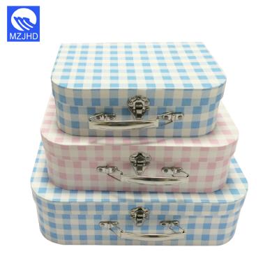 China Handmade Wholesale Multi Size Custom Printed Mini Paper Suitcase Shaped Cardboard Box Suitcase Packaging Gift Box With Metal Handle for sale