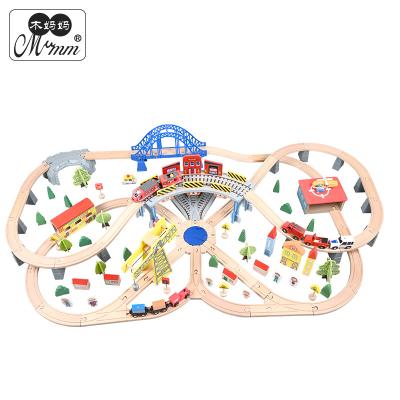 China Wooden Slot Toy YANXI Self Assemble Games Toy Builder Transportation Mountain Tunnel Set Magic Puzzle Jogger Slot Rail Car Toys for sale