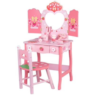 China Convertible Wooden Makeup Dresser Furniture Girls Mirrored Dressing Table For Kids for sale